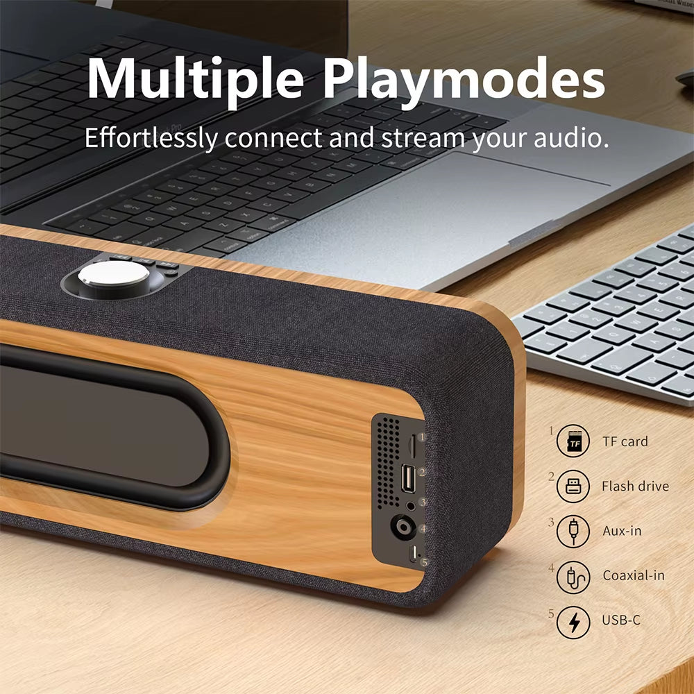 Home Bluetooth Speaker Powerful 50W Stereo Bass Subwoofer Sound 35H Playtime Wireless Speaker for Record Player Computer TV