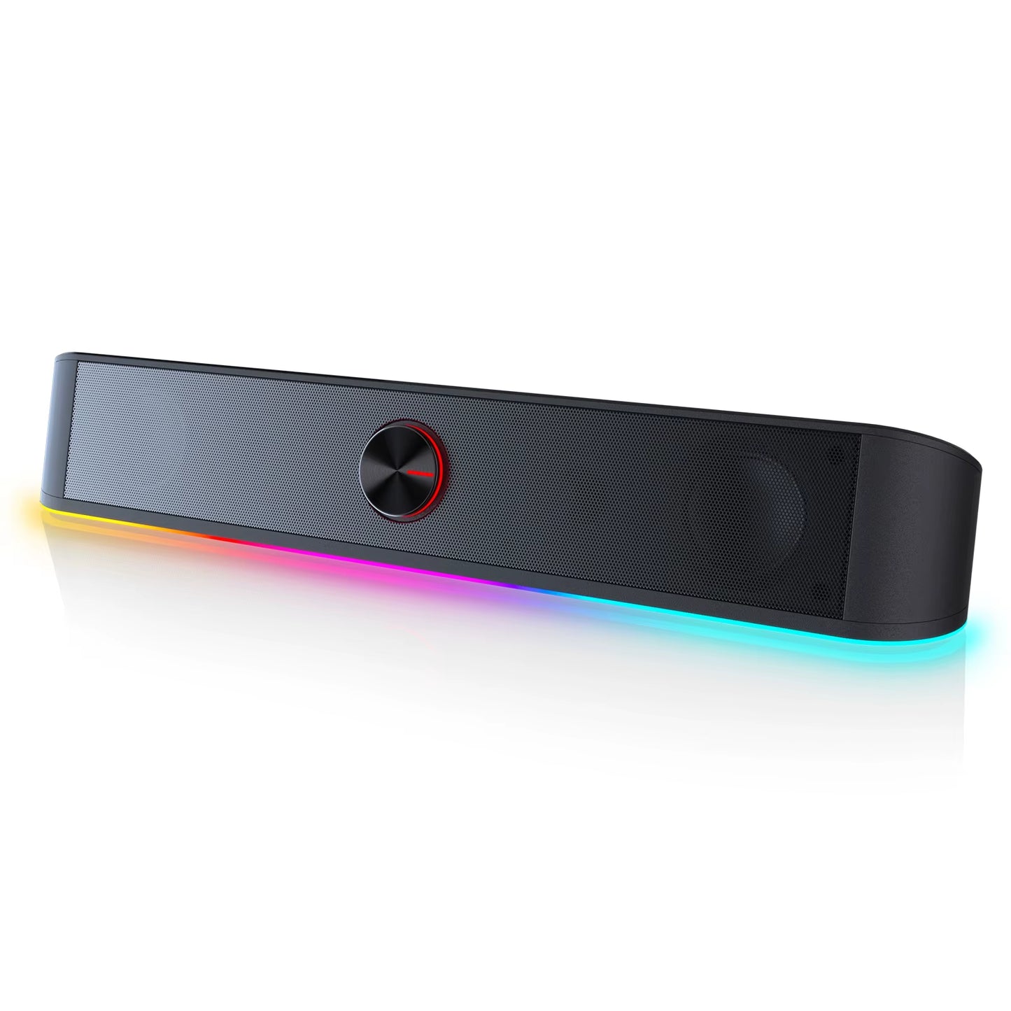 GS560 Adiemus RGB USB Desktop Soundbar, 2.0 Channel Computer Speaker with Dynamic Lighting Bar Audio-Light Sync/Display