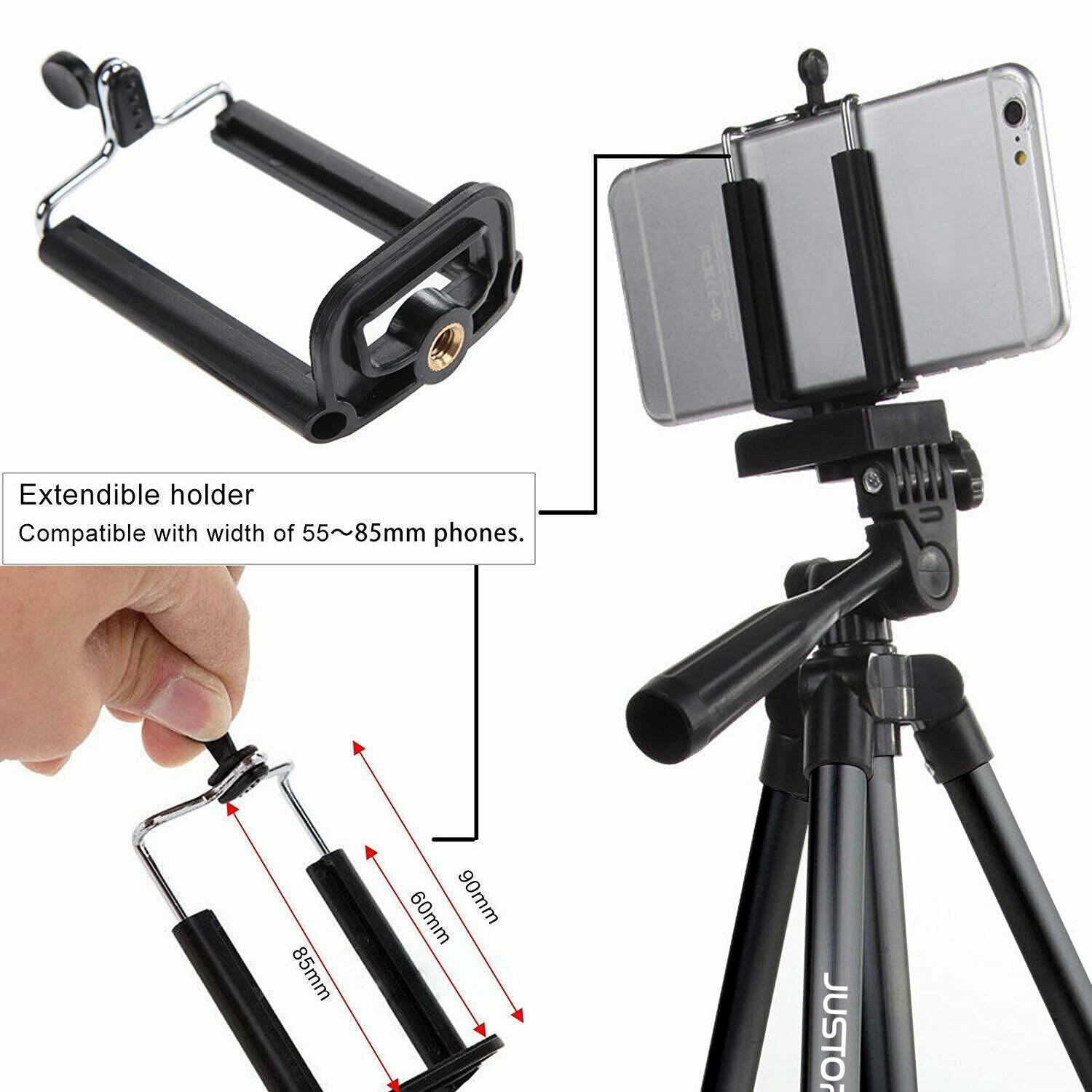 Lightweight Aluminium Tripod Telescopic Camera DSLR Stand with Phone Holder UK