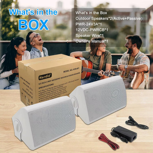 6.5" 400 Watt Indoor Outdoor Bluetooth Speakers Wall Mount Speakers Waterproof Weather Resistant for Patio Garage Home