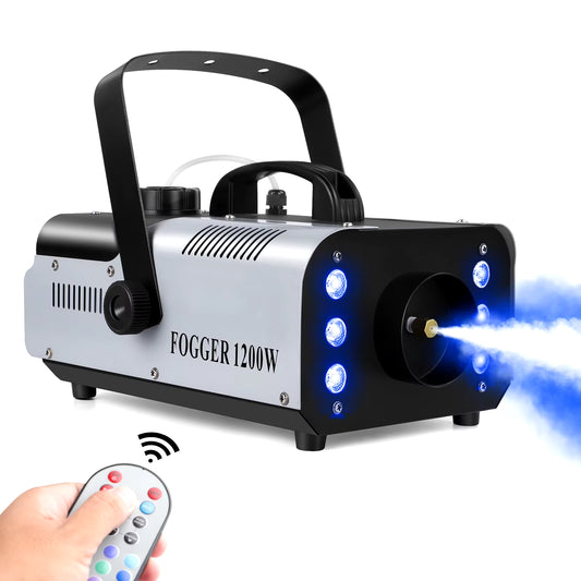 1200W Fog Machine 6Leds Remote Fogger Ejector Disco Colorful Smoke Machine DJ Christmas Party Effects Stage Light