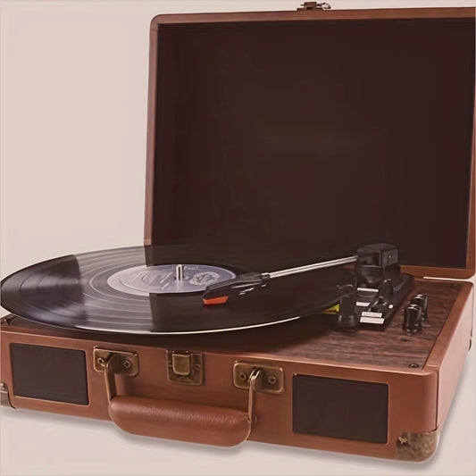 Vinyl Record Player C210, 3-Speed Bluetooth Vintage Turntable, Record Player with Speakers RCA Line Out AUX in Headphone Jack