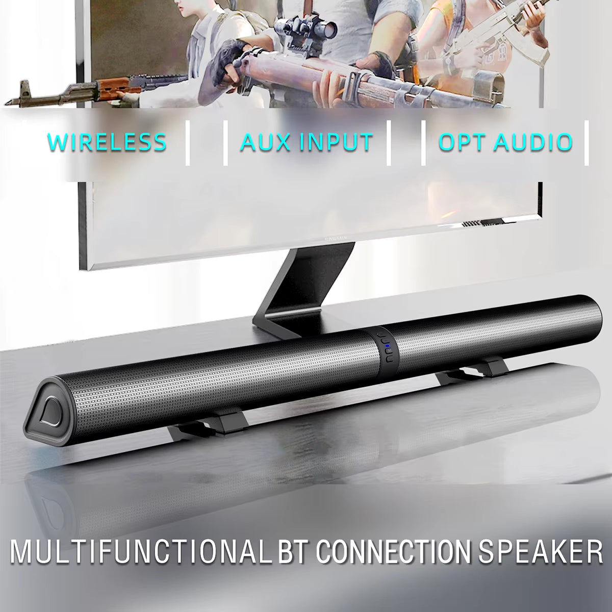 2 in 1 Detachable Wirelesssoundbar Home Theater Stereo Surround Wireless Speaker TV Soundbar Supports Wireless/Aux/Opt/Tf/Usb/Fm