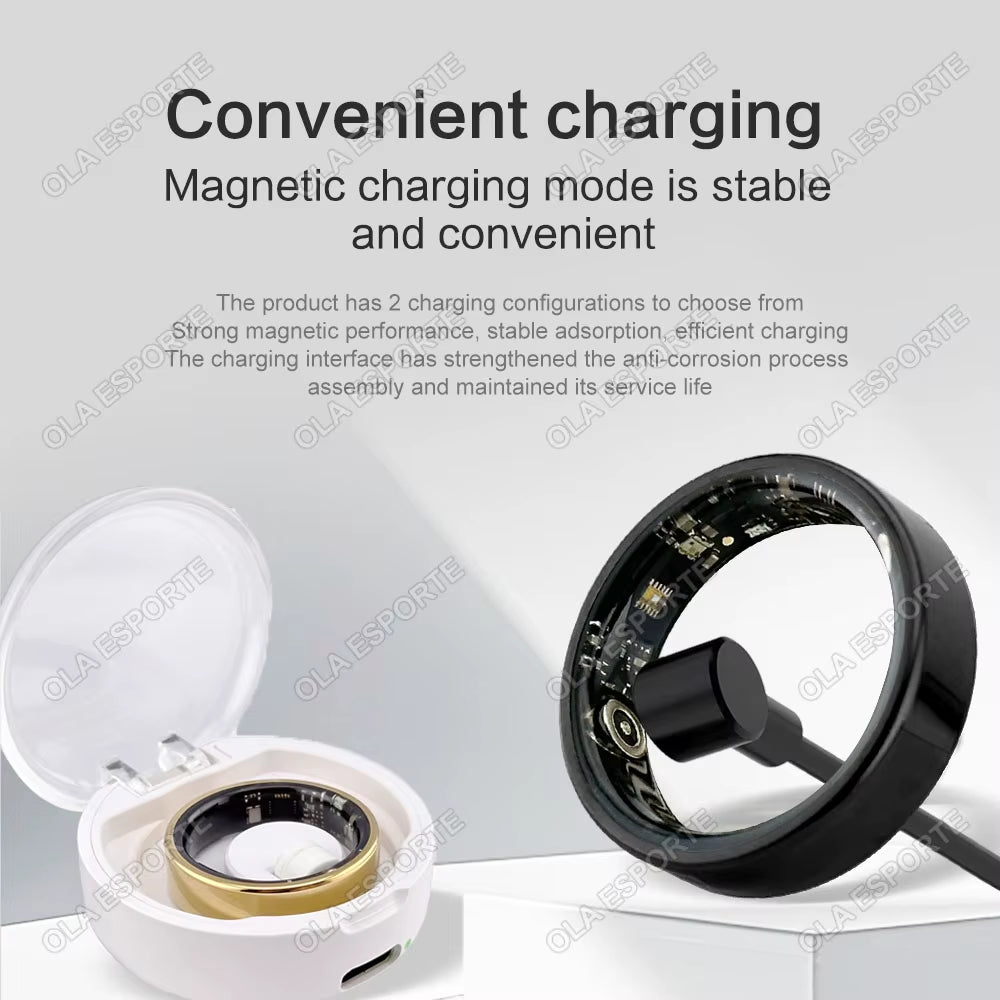 For Xiaomi Stainless Steel Smart Ring Fitness Tracker Charging Box Heart Rate Blood Oxygen Monitor Lightweight Smart Finger Ring