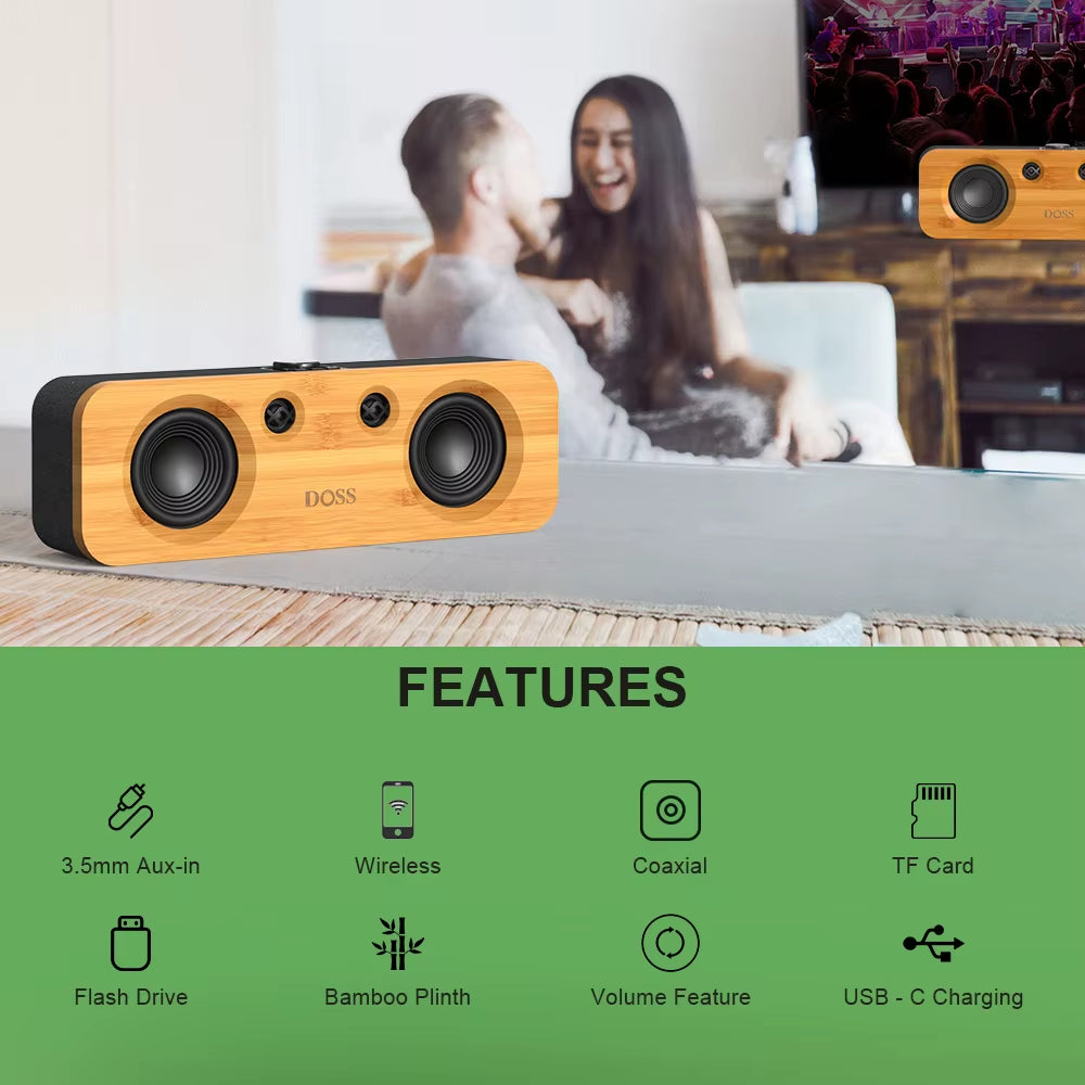 Home Bluetooth Speaker Powerful 50W Stereo Bass Subwoofer Sound 35H Playtime Wireless Speaker for Record Player Computer TV