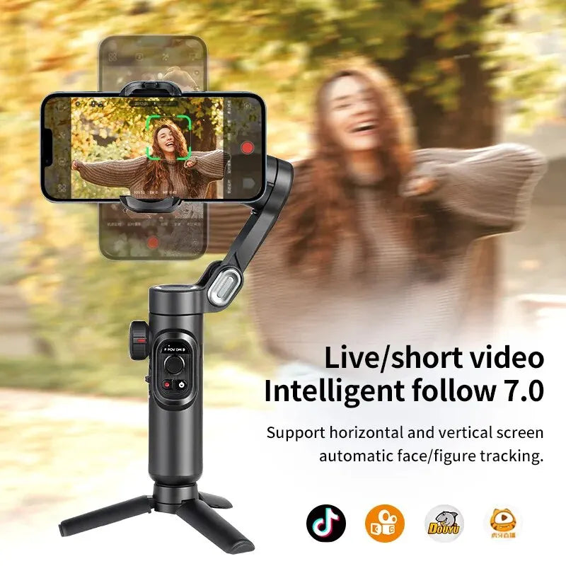 AOCHUAN 3-Axis Handheld Gimbal Stabilizer Smartxe for Smartphone for Iphone Android AI Face Tracking Tiktok Vlog