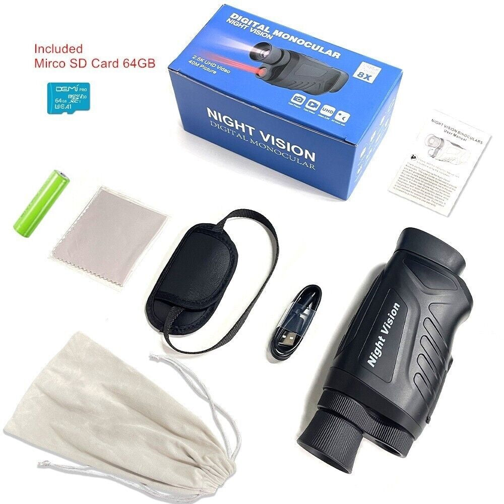 Night Vision 8X Digital Zoom Telescope Monocular Photo Video for Hunting Outdoor