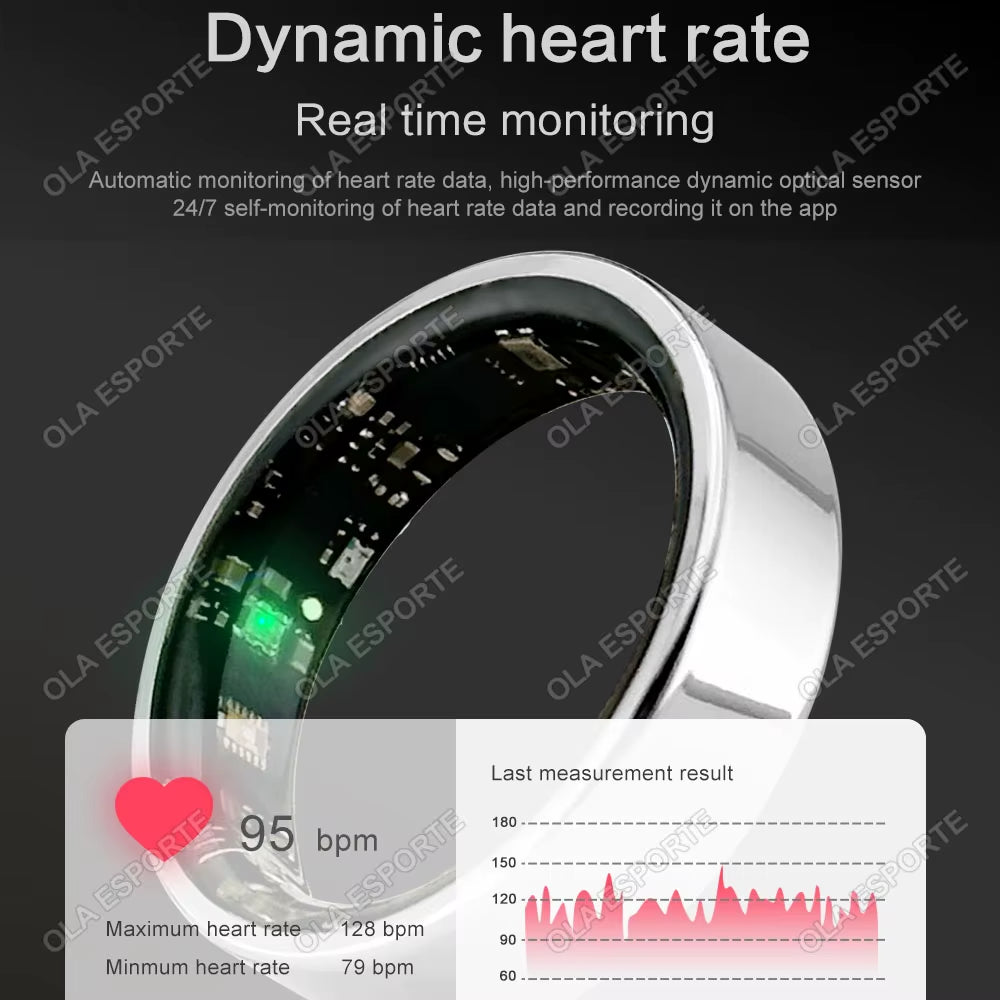 For Xiaomi Stainless Steel Smart Ring Fitness Tracker Charging Box Heart Rate Blood Oxygen Monitor Lightweight Smart Finger Ring